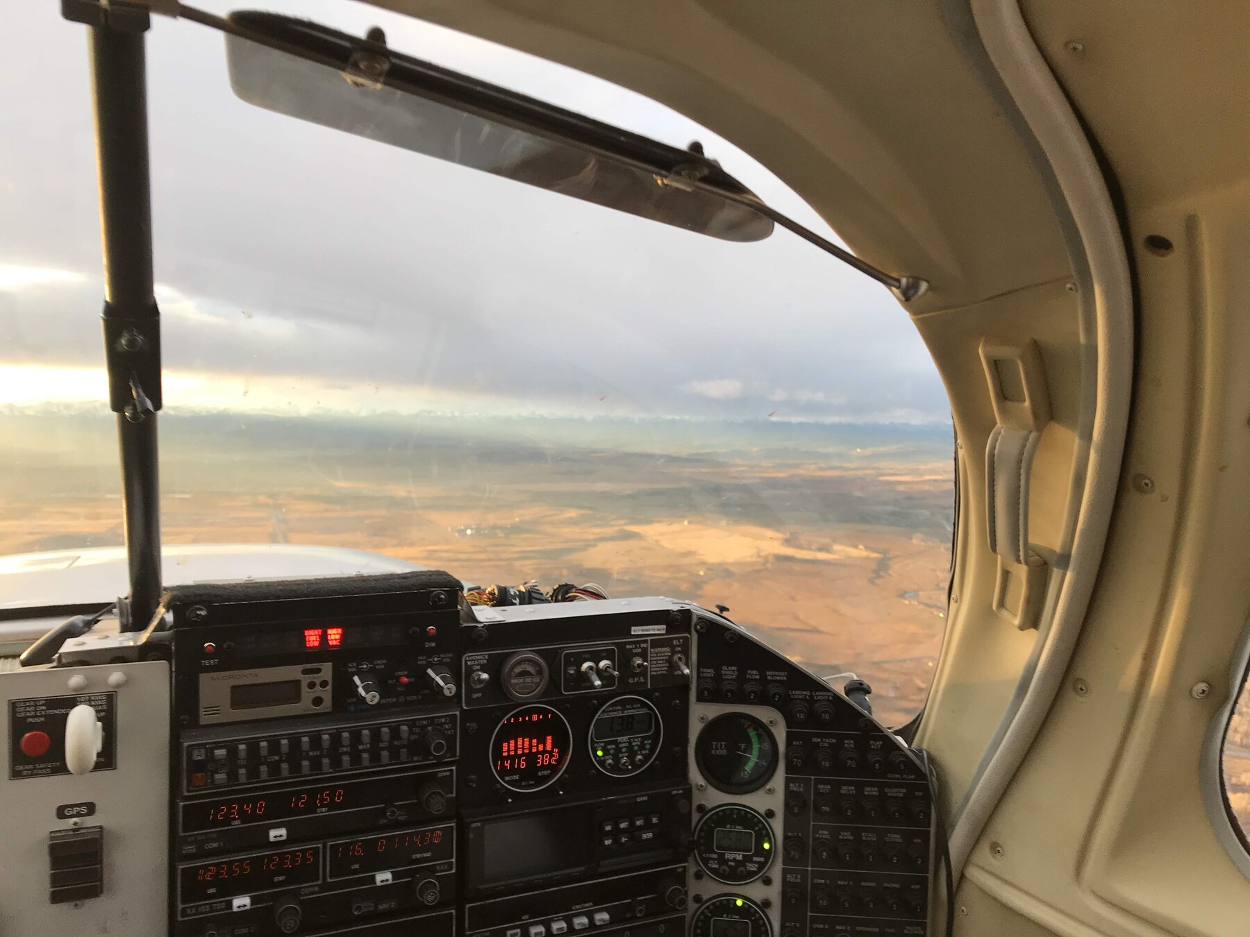 Mooney cockpit view, Alberta storm cells building