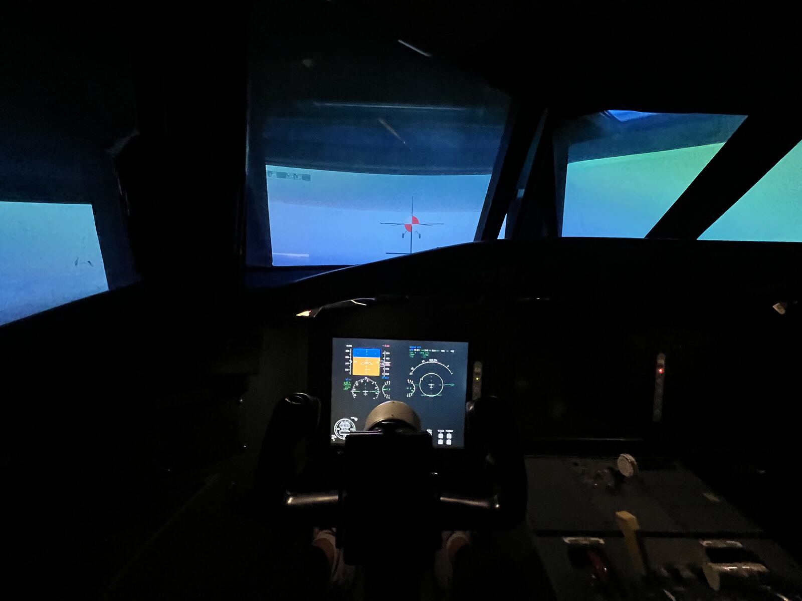 UTIAS flight research simulator cockpit during an HCFS run