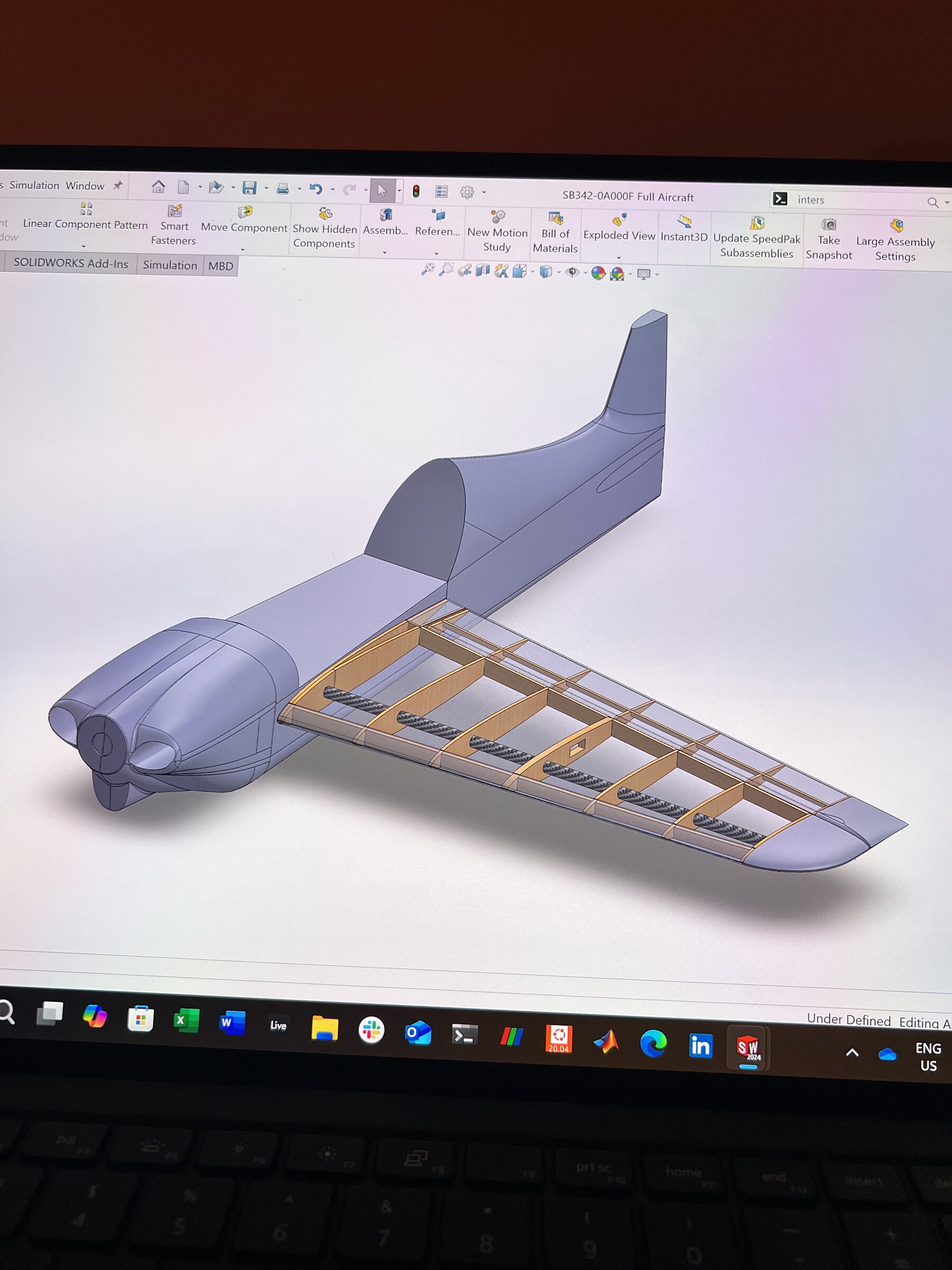 SBach 342 full aircraft cut-away, spar and ribs visible