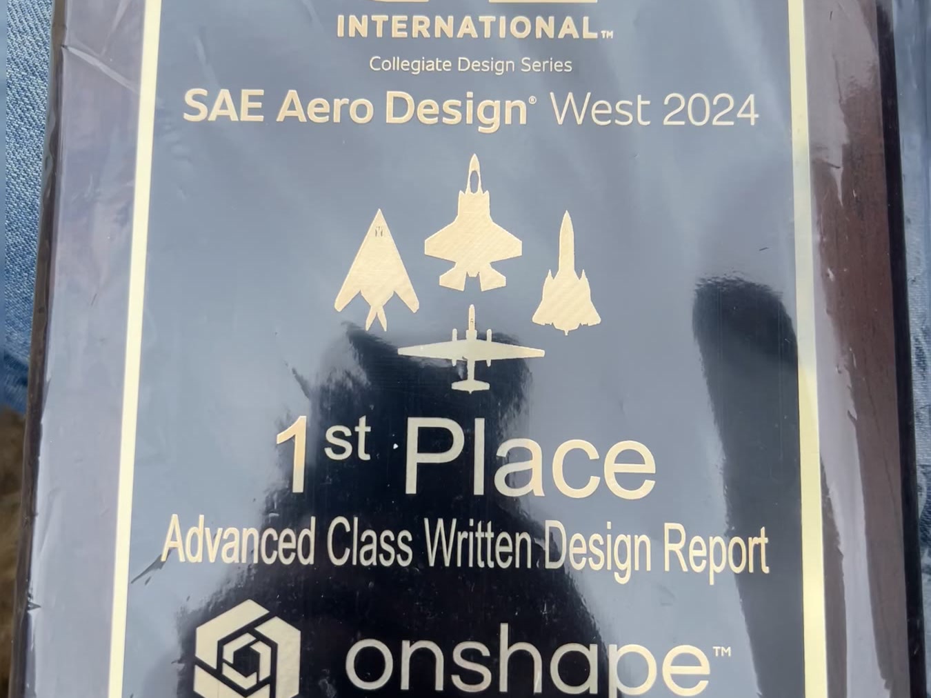 SAE Aero Design West 2024 plaque, 1st Place Advanced Class