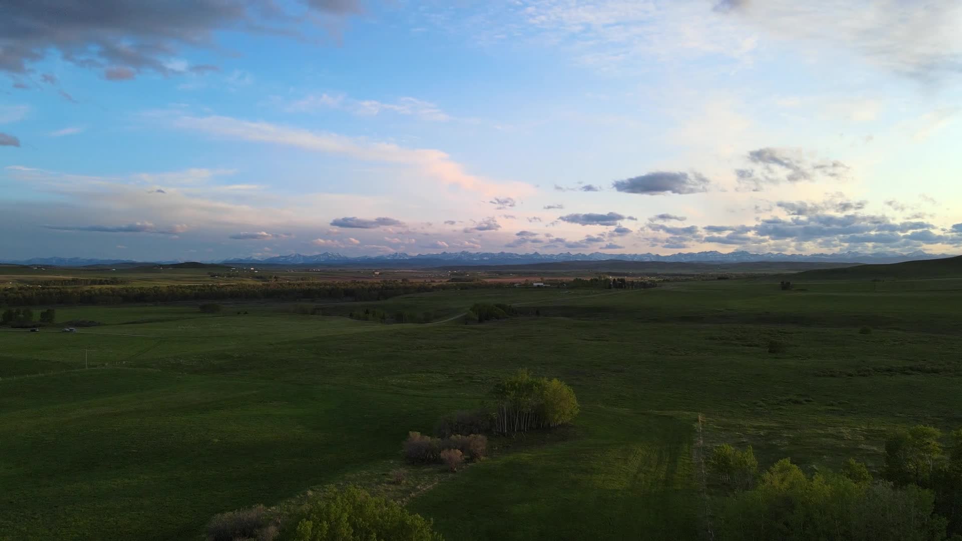 Foothills evening with Rockies on the horizon